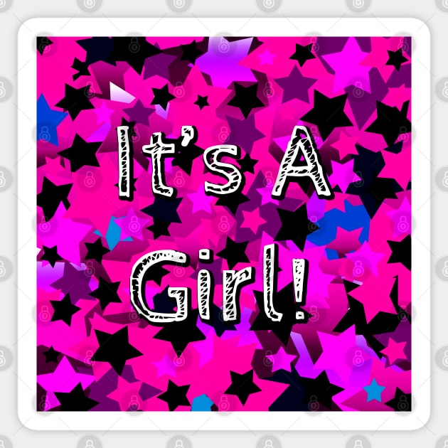 It's A Girl! Hot Pink Stars Sticker by BlakCircleGirl